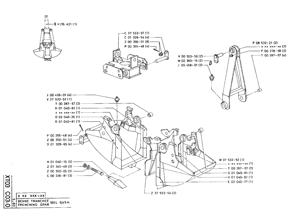 Схема запчастей Case 75C - (XT03 C03.0) - TRENCHING GRAB - 0,45 M 180 L (18) - ATTACHMENT ACCESSORIES