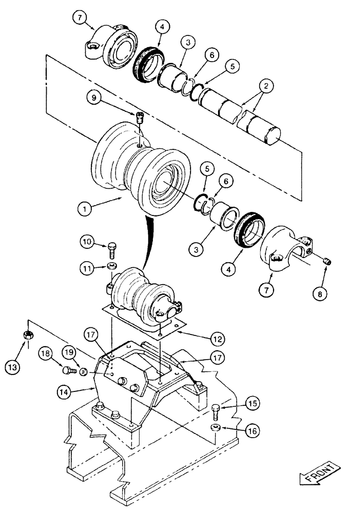 Схема запчастей Case 9050B - (5-020) - TRACK CARRIER ROLLER, TIMBER KING MODELS (05) - STEERING