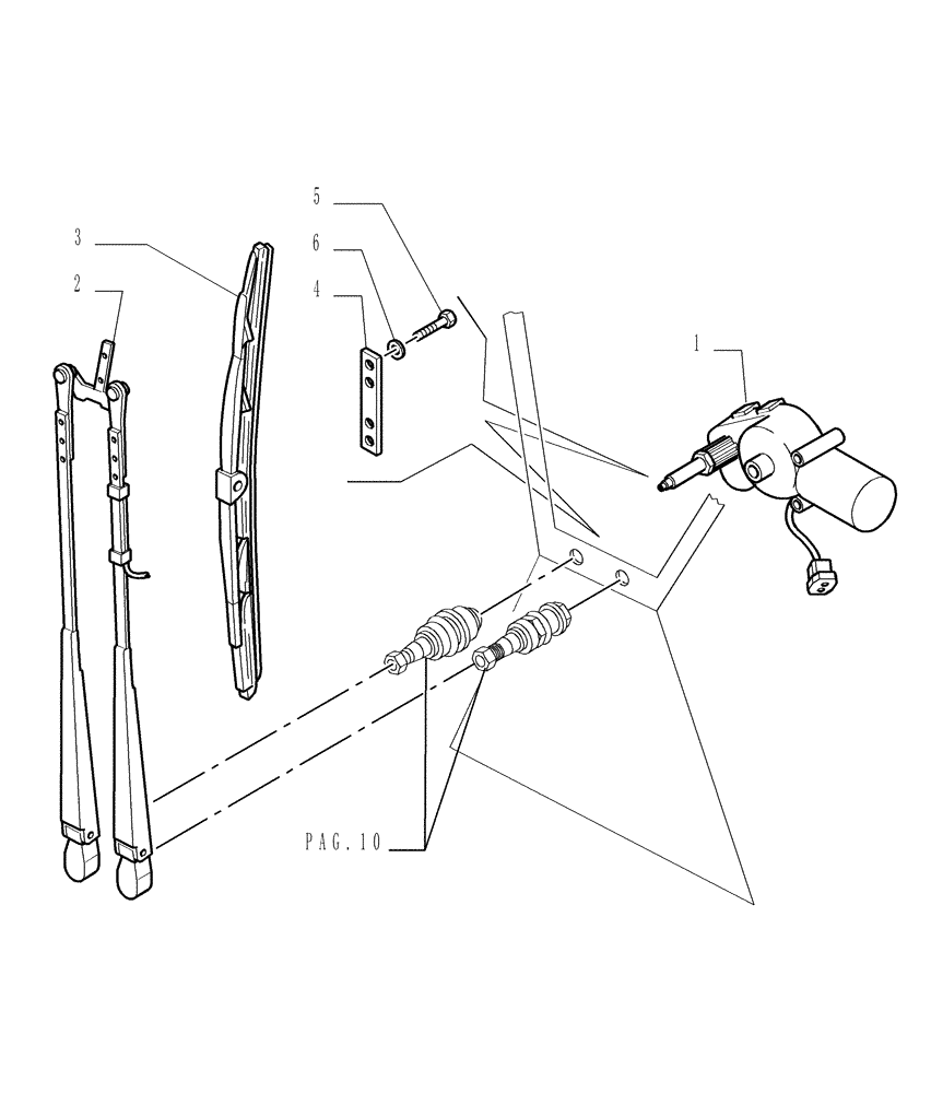 Схема запчастей Case 1850K LGP - (9.653[12]) - ROPS CAB - FRONT WINDSHIELD WIPER - OPTIONAL CODE 76078133 (19) - OPTIONS