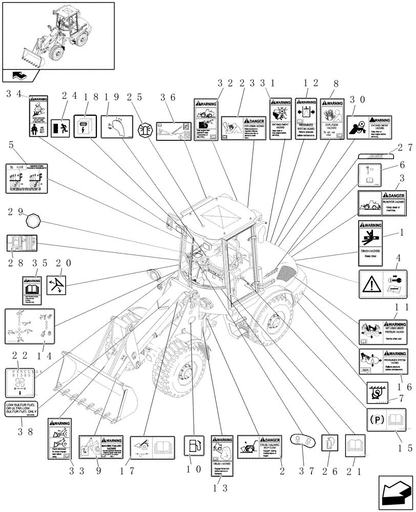 Схема запчастей Case 121E - (621/02[01]) - DECALS (08) - SHEET METAL/DECALS