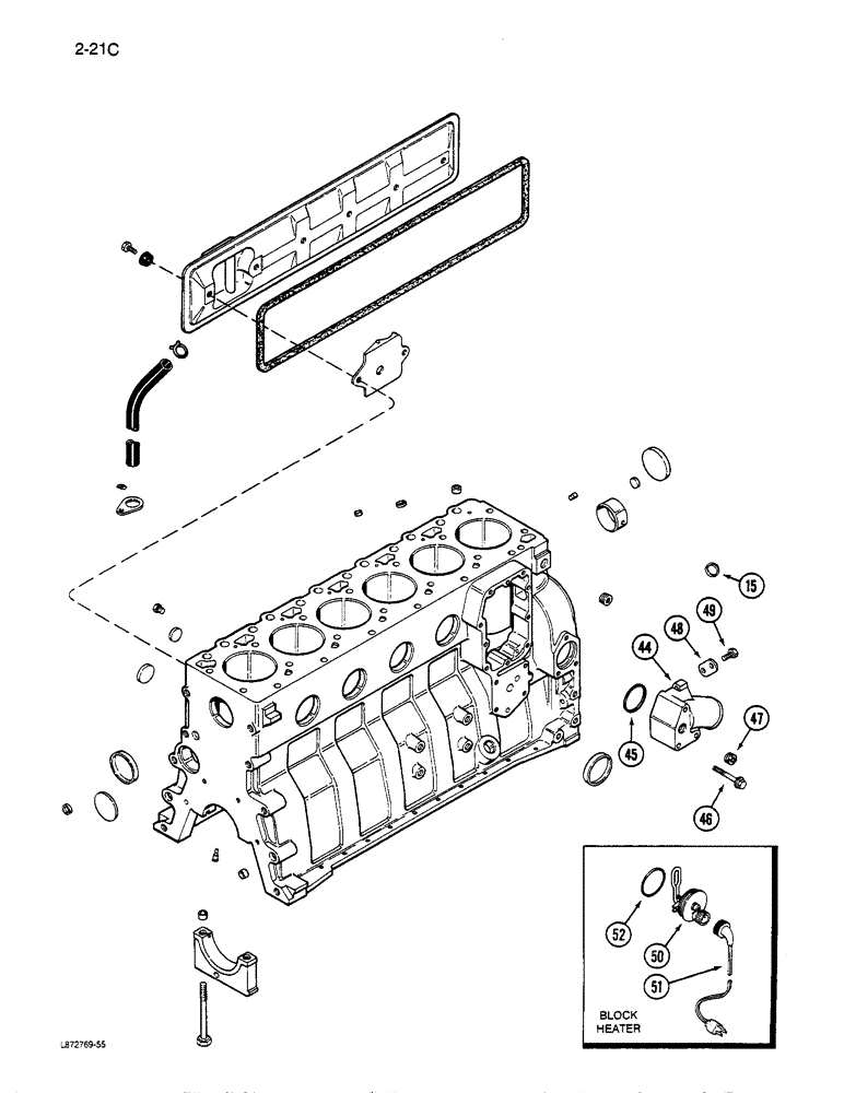 Схема запчастей Case 855D - (2-21[C]) - CYLINDER BLOCK, 6-590 ENGINE, PRIOR TO ENGINE SERIAL NO.44511034 (02) - ENGINE