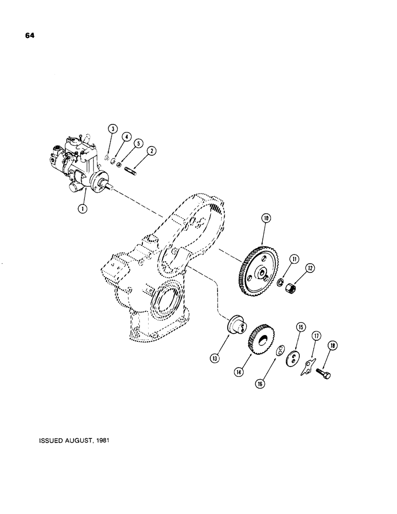 Схема запчастей Case 480C - (064) - INJECTION PUMP DRIVE, 188 DIESEL ENGINE (10) - ENGINE