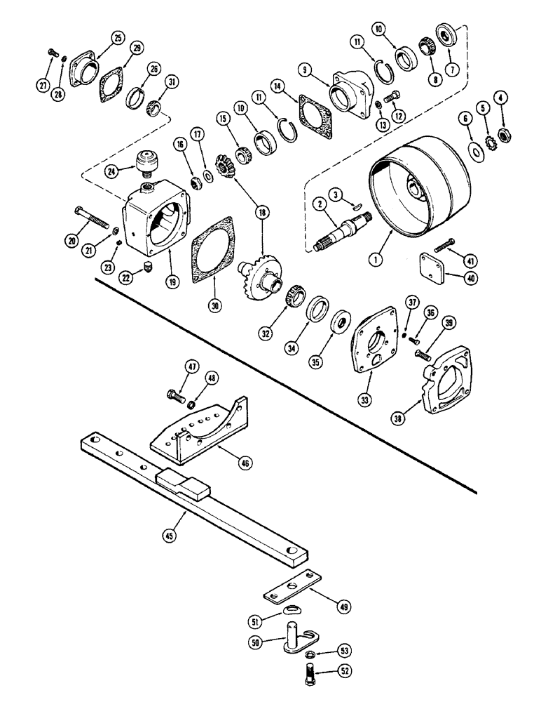 Схема запчастей Case 580 - (162) - BELT PULLEY, DRAWBAR (37) - HITCHES, DRAWBARS & IMPLEMENT COUPLINGS