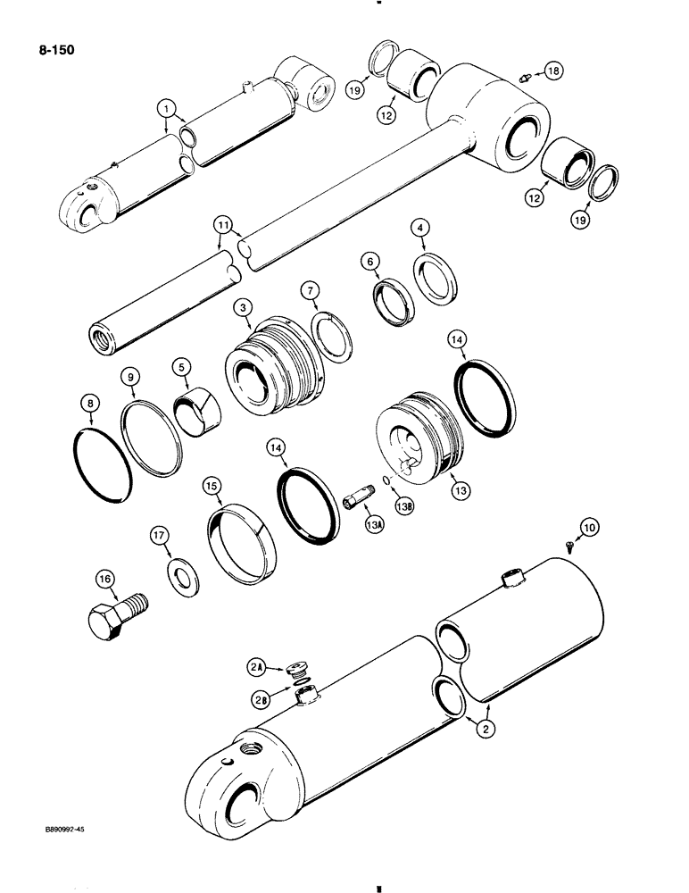 Схема запчастей Case 580K - (8-150) - BACKHOE BOOM CYLINDER (08) - HYDRAULICS