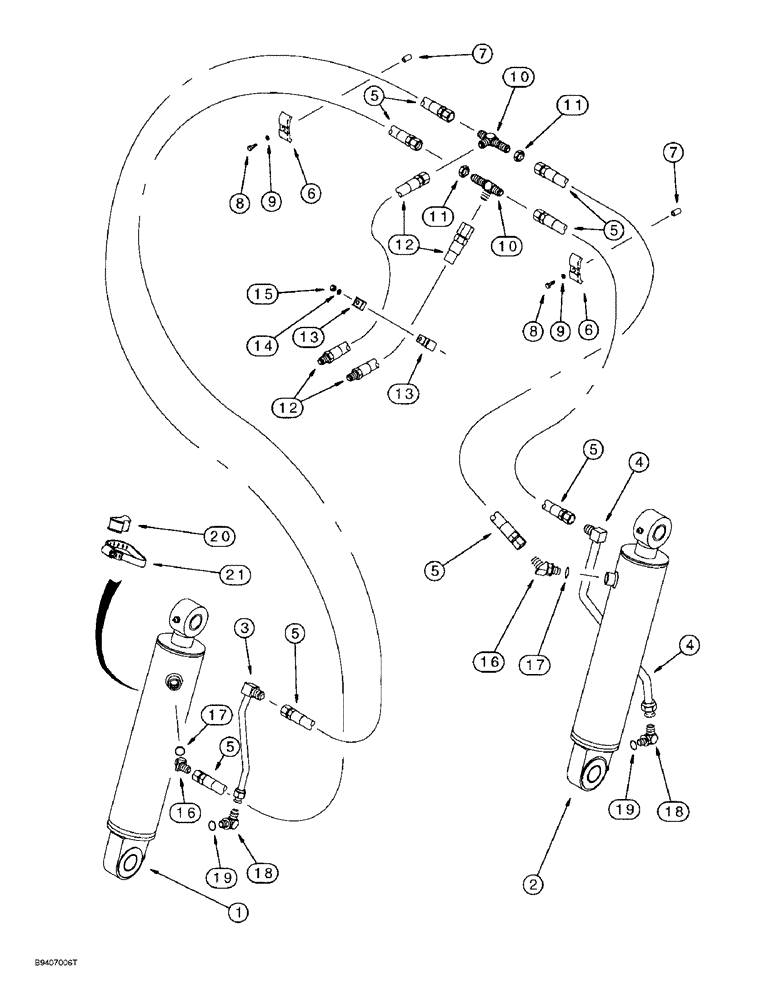 Схема запчастей Case 580L - (8-018) - LOADER CLAM CYLINDER HYDRAULIC CIRCUIT, AT LOADER BUCKET (08) - HYDRAULICS