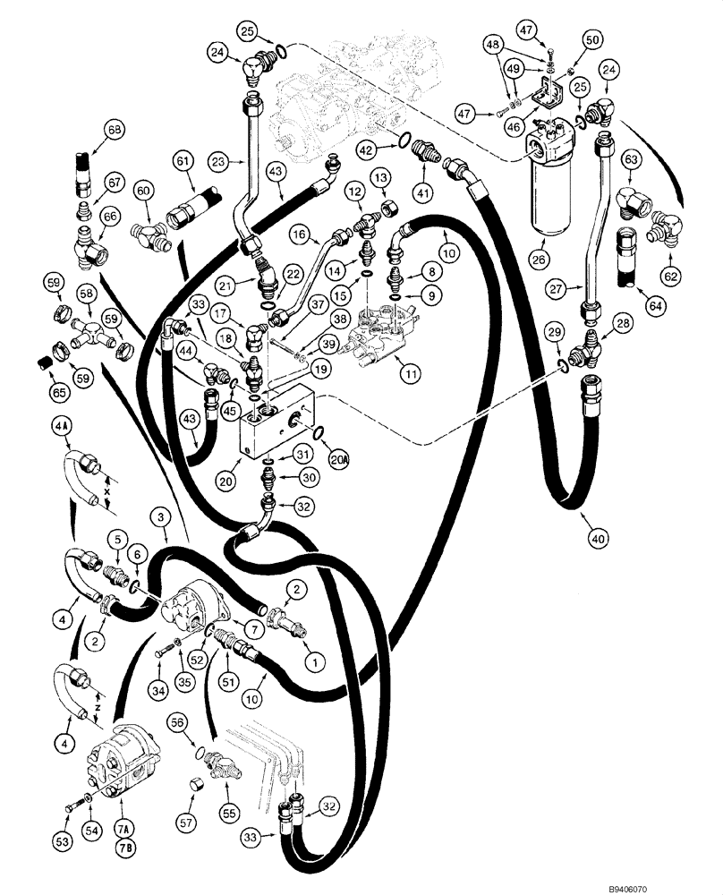 Схема запчастей Case 1845C - (06-04) - HYDROSTATIC - PUMP, SUPPLY AND RETURN, JAF0041368 - JAF0102061 (06) - POWER TRAIN
