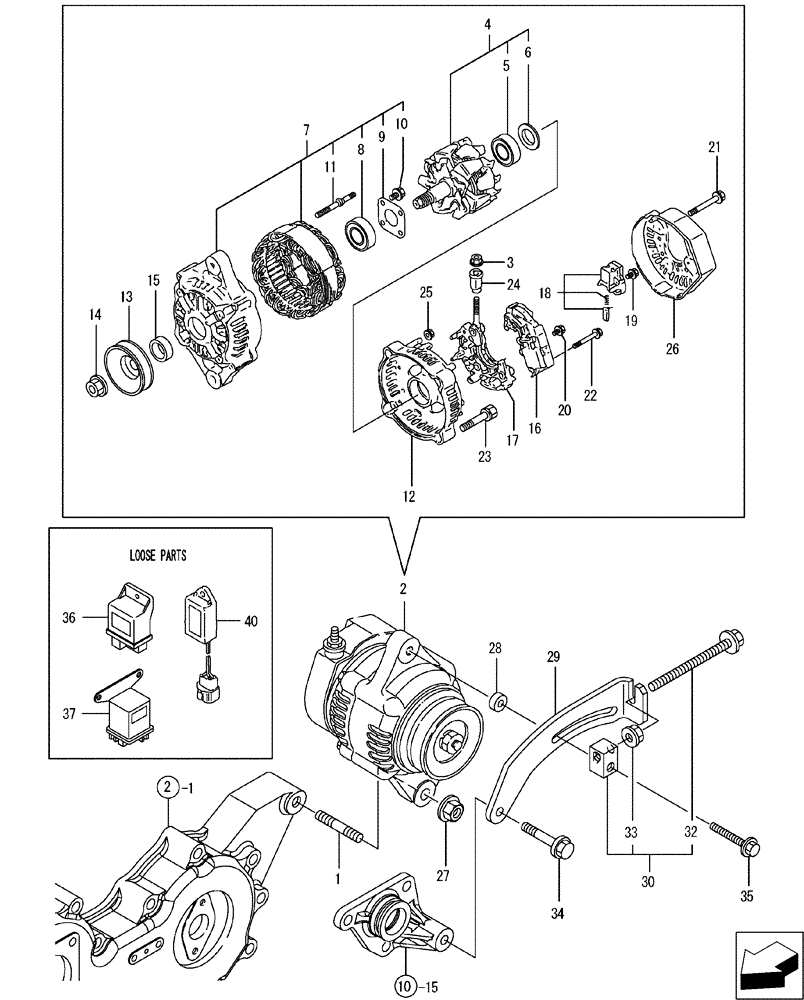 Схема запчастей Case CX50B - (08-016) - GENERATOR (55) - ELECTRICAL SYSTEMS
