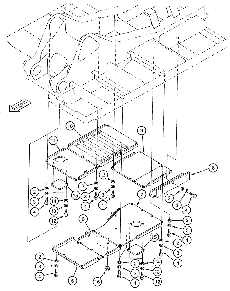 Схема запчастей Case 9050 - (9-08) - TURNTABLE GUARDS (09) - CHASSIS