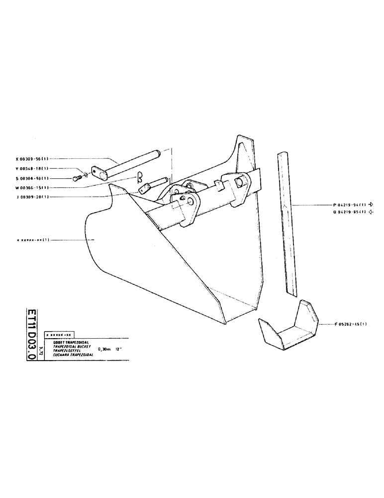 Схема запчастей Case TC45 - (122) - TRAPEZOIDAL BUCKET 
