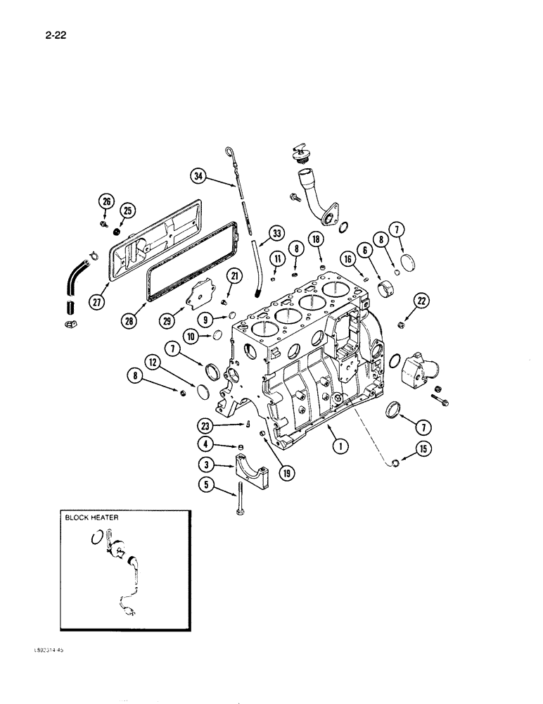 Схема запчастей Case W11B - (2-022) - CYLINDER BLOCK, 4-390 ENGINE (02) - ENGINE