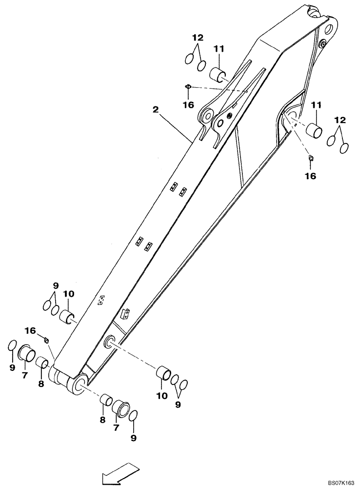 Схема запчастей Case CX130B - (09-62) - ARM, STANDARD - 2.5 M (8 FT 2 IN ) (09) - CHASSIS/ATTACHMENTS