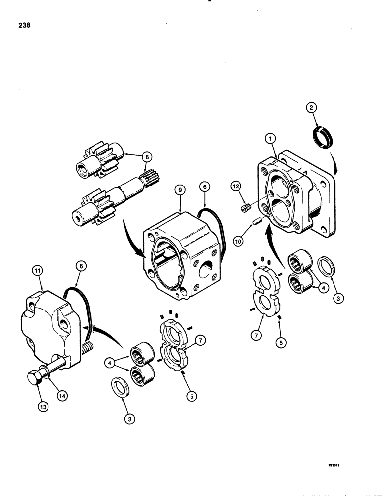 Схема запчастей Case 1150C - (238) - R42142 HYDRAULIC PUMP, USED ON DOZER AND DRAWBAR MODELS BR TRAC SN 7308701 (08) - HYDRAULICS
