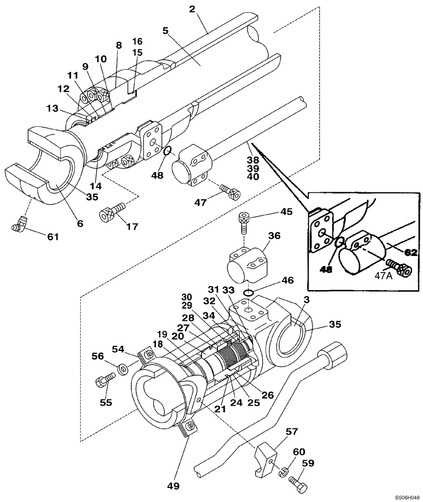 Схема запчастей Case CX210N - (08-48) - CYLINDER ASSY, ARM - MODELS WITHOUT LOAD HOLD (Nov 3 2009 8:16AM) (08) - HYDRAULICS