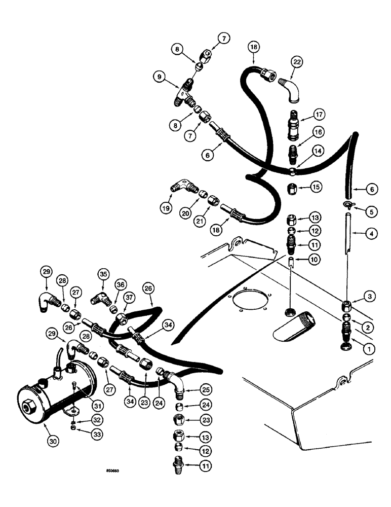 Схема запчастей Case W14 - (074) - FUEL LINES, MODELS WITHOUT ELECTRIC FUEL PUMP, MODELS WITH (03) - FUEL SYSTEM