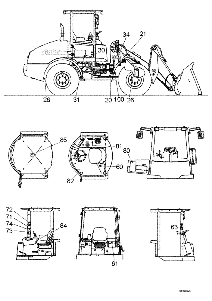 Схема запчастей Case 121E - (91.003[6559863000]) - DECALS CASE (EUROPE) LOCATION 1 of 2 (90) - PLATFORM, CAB, BODYWORK AND DECALS