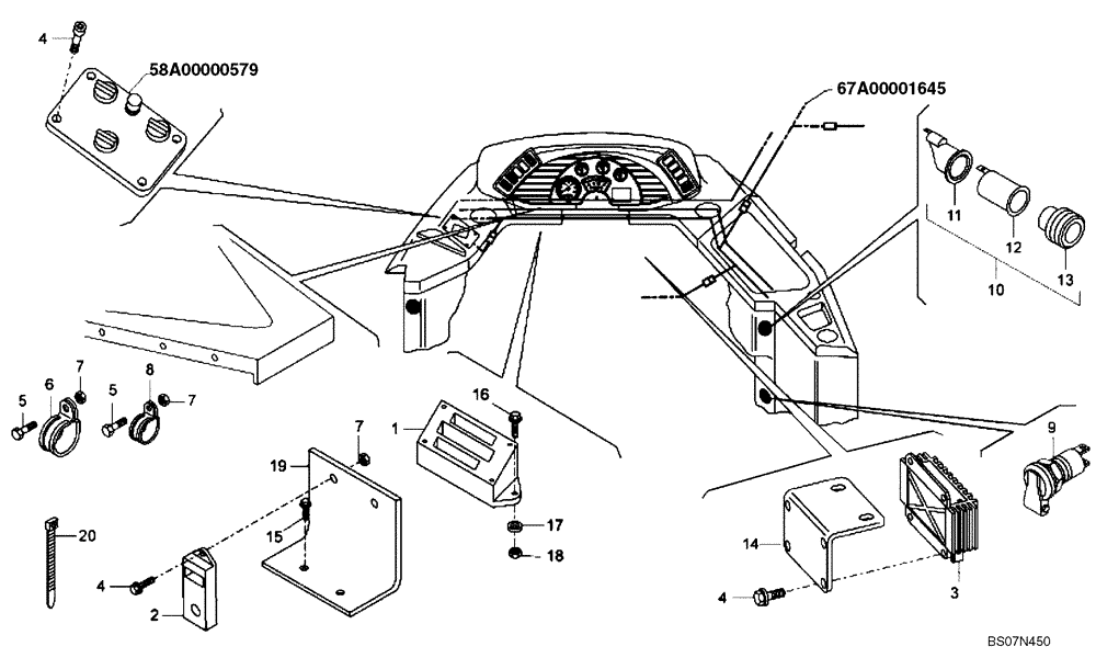 Схема запчастей Case 327B - (67A00021647[001]) - PARTS, INSTRUMENT PANEL (SIMPLE MUX P.I.N. HHD0327BN7PG56093 AND AFTER) (87722617) (13) - Electrical System / Decals
