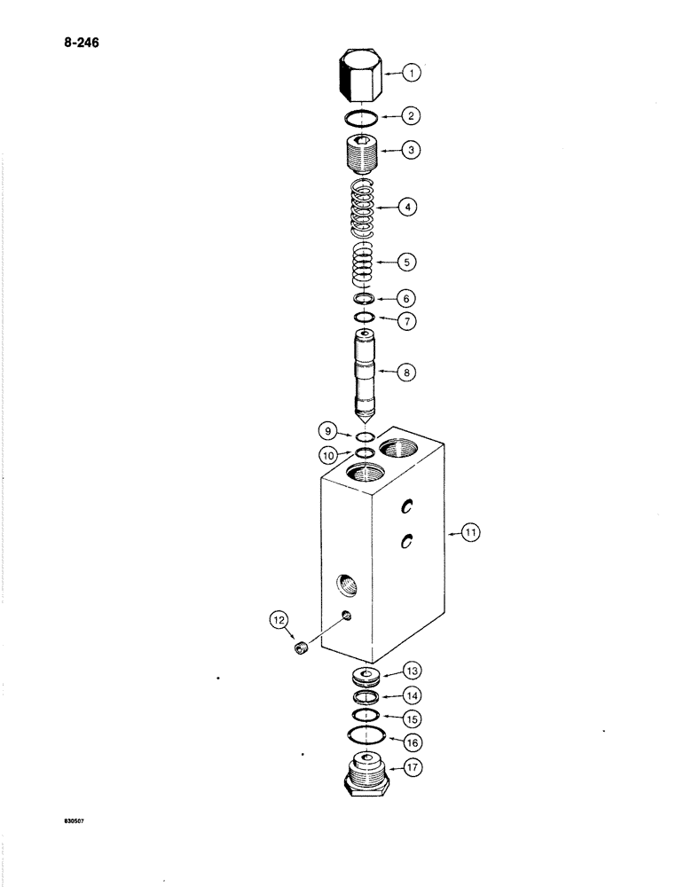 Схема запчастей Case 1080B - (8-246) - POWER SENSING RELIEF VALVE (08) - HYDRAULICS
