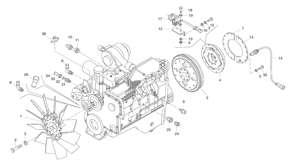 Схема запчастей Case 325 - (0.083/1[01]) - ENGINE - ACCESSORIES - FAN (325 EU / UNTIL PIN 455274) (01) - ENGINE