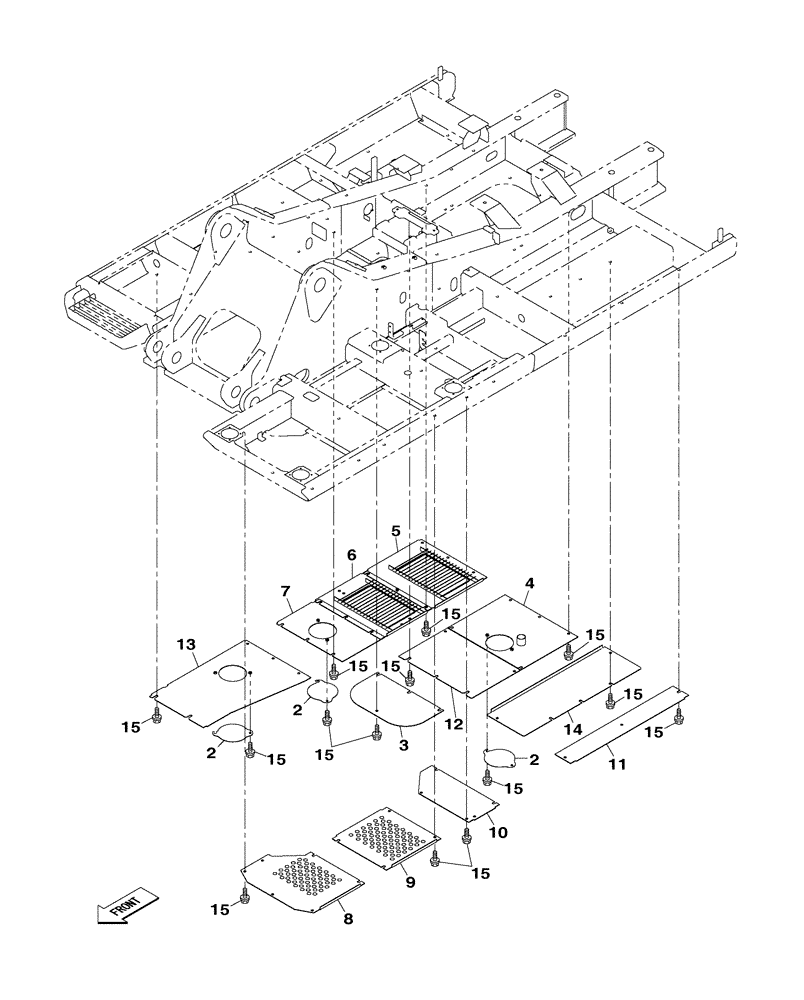 Схема запчастей Case CX350C - (09-003[00]) - UPPERSTRUCTURE LOWER PANELS (09) - CHASSIS/ATTACHMENTS