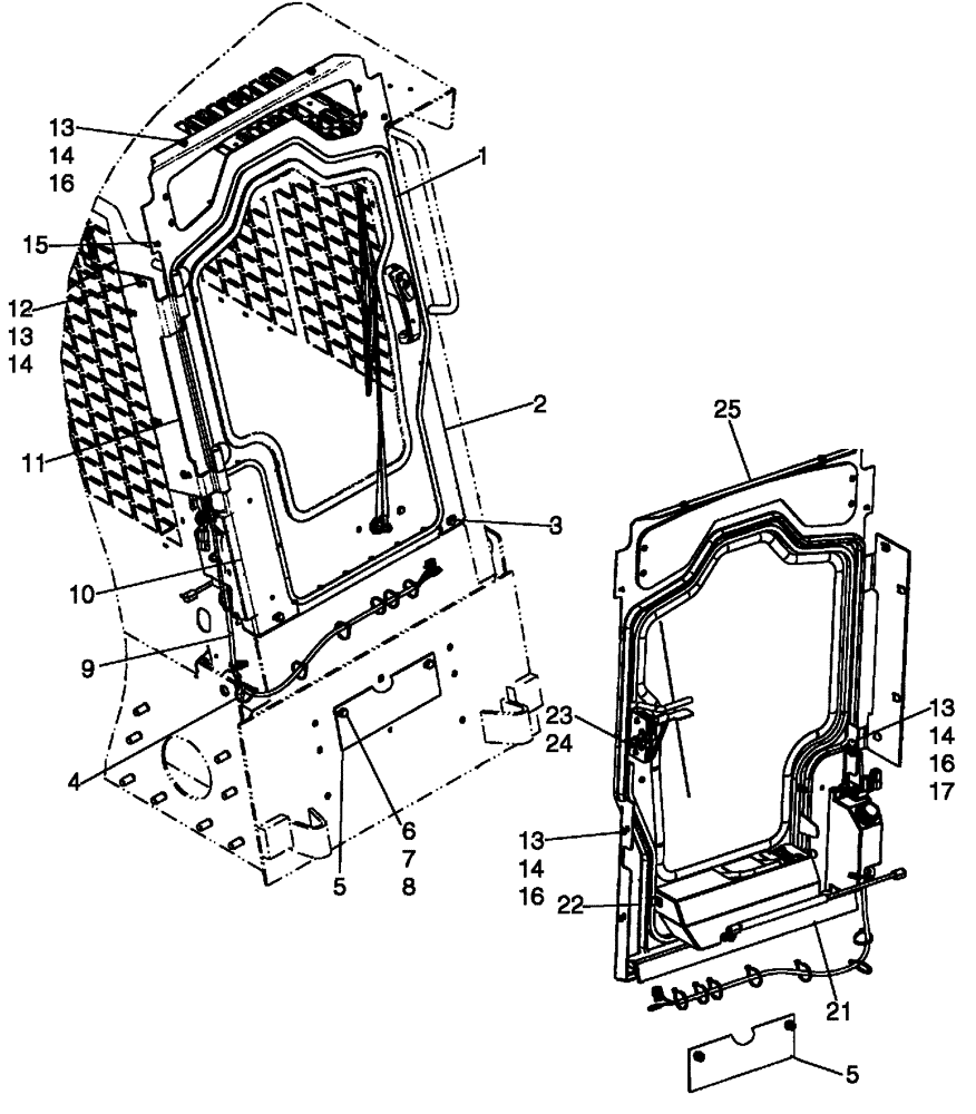 Схема запчастей Case 420CT - (09-25D) - CAB DOOR 87557060 - SPRING ASSIST MOUNTED TO DOOR TAB (09) - CHASSIS