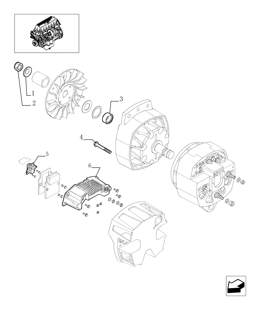 Схема запчастей Case F3AE0684L E906 - (0.40.0/A[01]) - ALTERNATOR - COMPONENTS (504073358) 