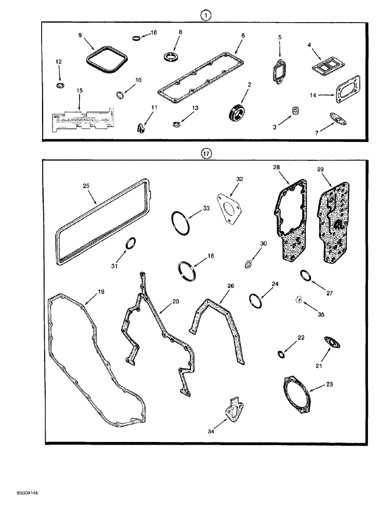 Схема запчастей Case 650G - (2-48) - ENGINE GASKET KITS (PRIOR TO P.I.N. JJG0216449) (02) - ENGINE