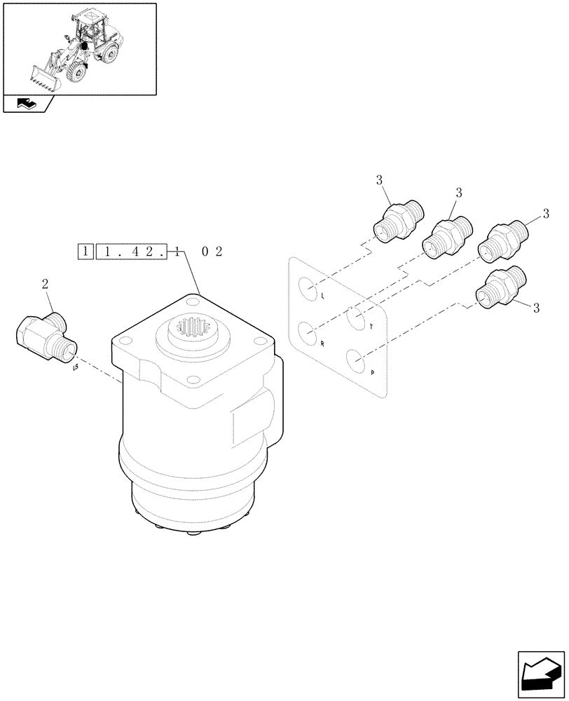 Схема запчастей Case 221E - (1.42.1[01]) - STEERING VALVE ASSY SET (04) - FRONT AXLE