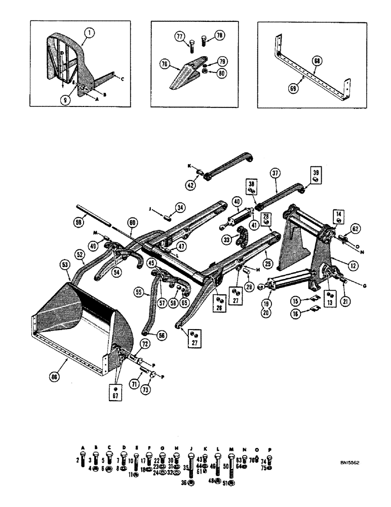 Схема запчастей Case 800 - (154) - END HINGE LOADER (TYPE I) (05) - UPPERSTRUCTURE CHASSIS