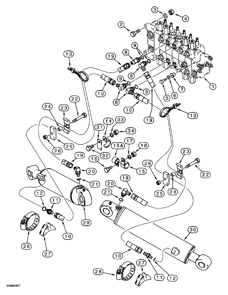 Схема запчастей Case 590L - (8-020) - BACKHOE STABILIZER CYLINDER HYDRAULIC CIRCUIT (08) - HYDRAULICS