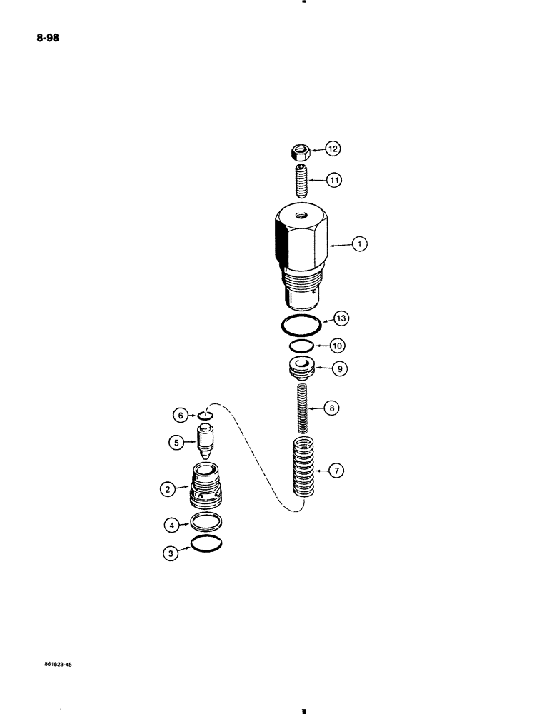 Схема запчастей Case 580K - (8-098) - LOADER CONTROL VALVE, CIRCUIT RELIEF VALVE (08) - HYDRAULICS