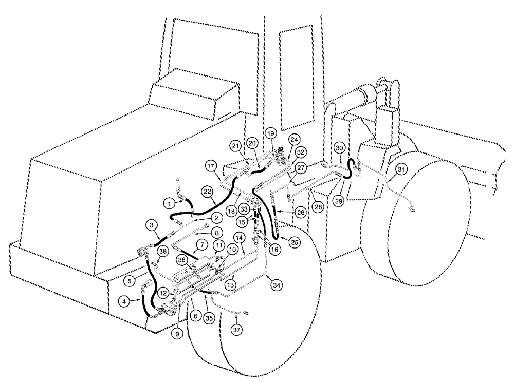 Схема запчастей Case 921B - (1-014) - PICTORIAL INDEX - MAIN BRAKE HYDRAULIC CIRCUIT (00) - PICTORIAL INDEX
