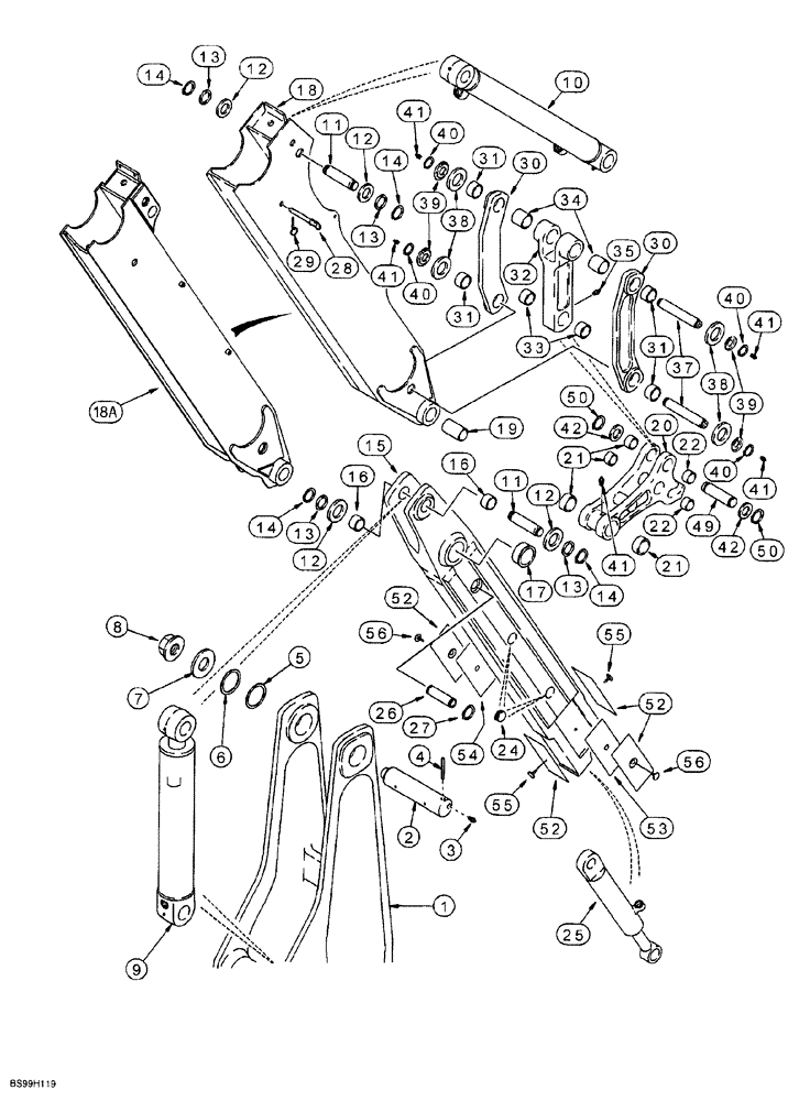 Схема запчастей Case 580SL - (9-058) - EXTENDABLE DIPPER (09) - CHASSIS/ATTACHMENTS