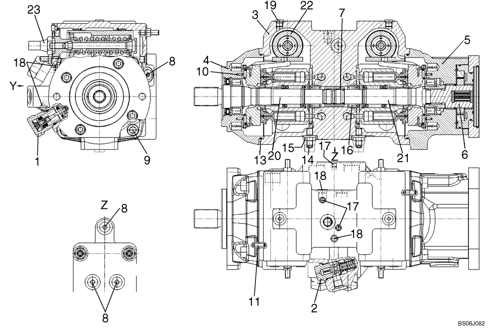 Схема запчастей Case 430 - (06-34) - REXROTH PUMP, PILOT CONTROL (06) - POWER TRAIN