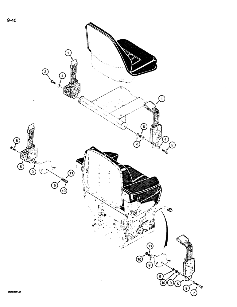 Схема запчастей Case W14B - (9-40) - RETRACTABLE SEAT BELTS, USED WITH STANDARD SEAT, USED WITH (09) - CHASSIS/ATTACHMENTS
