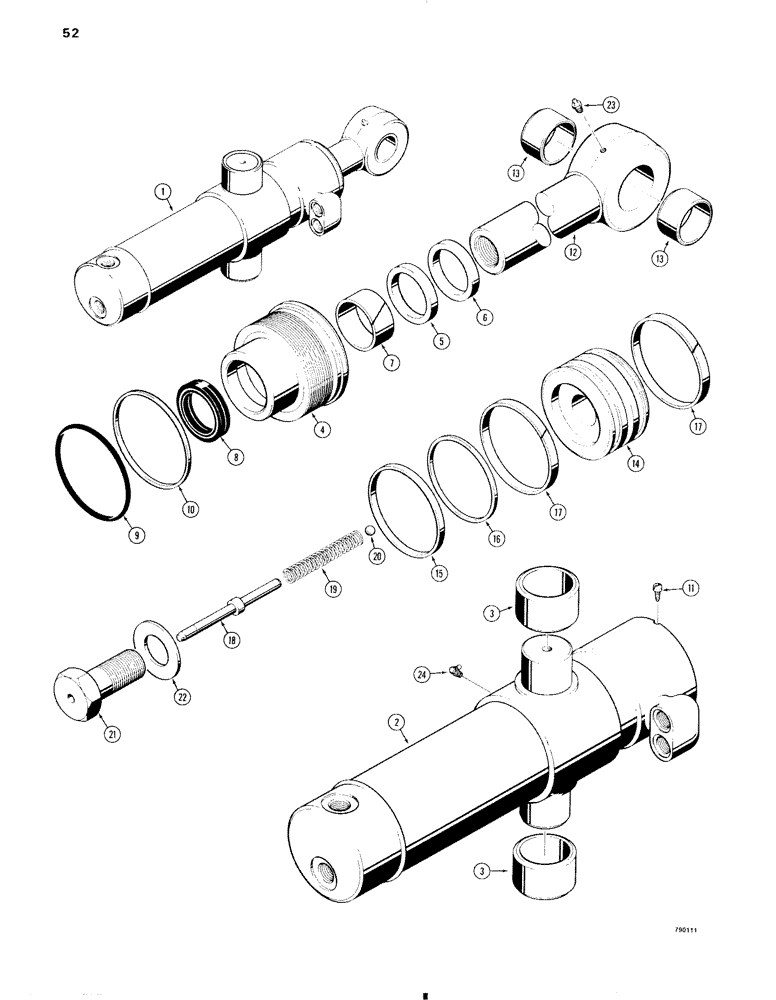 Схема запчастей Case 35 - (052) - G102525 SWING CYLINDER, BACKHOE SN 5411088 AND AFTER, WITH ONE PIECE PISTON 