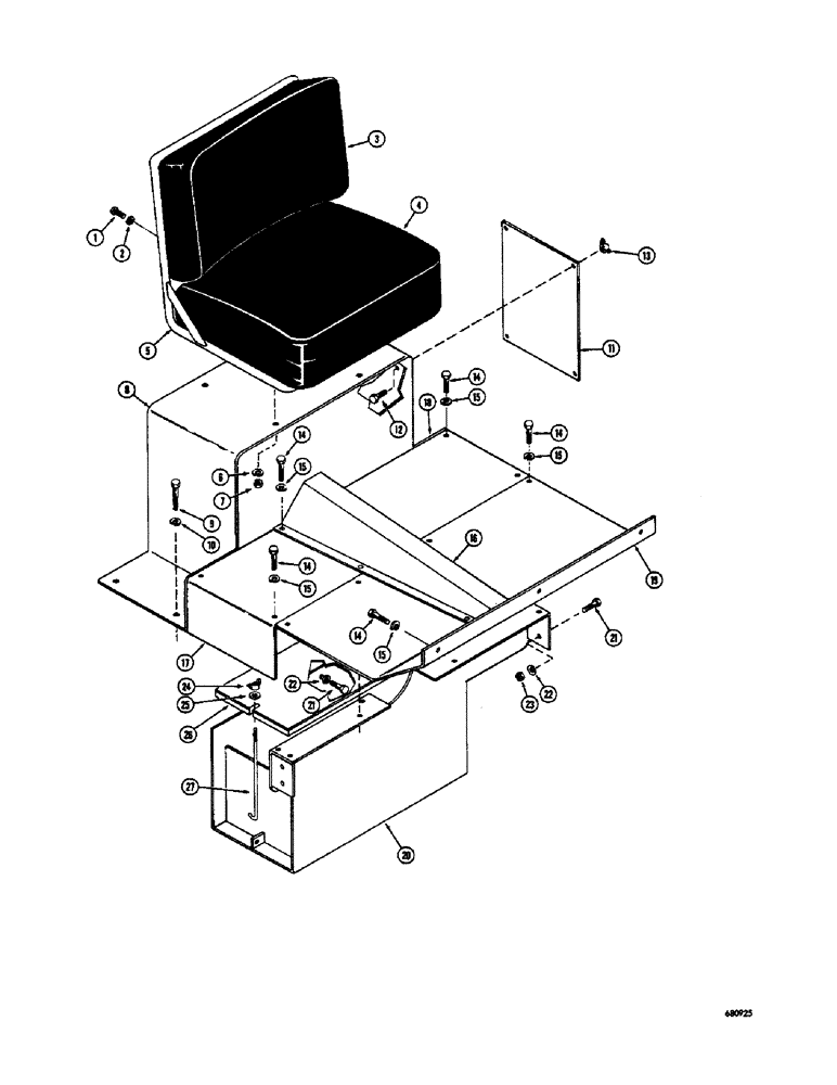 Схема запчастей Case 400 - (082) - SEAT, FLOOR PLATES AND BATTERY BOX (05) - UPPERSTRUCTURE CHASSIS