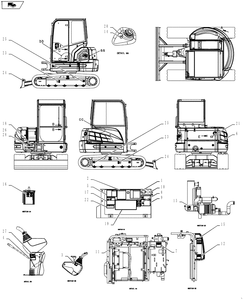 Схема запчастей Case CX55BMSR - (06-006[01]) - NAME PLATE INSTALL (90) - PLATFORM, CAB, BODYWORK AND DECALS