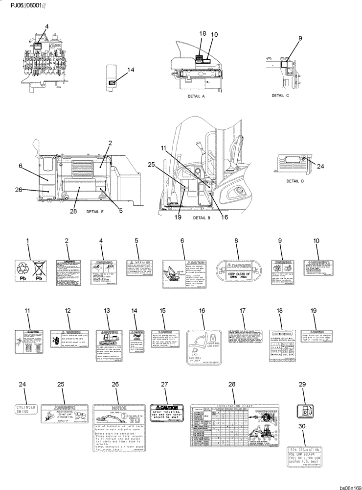 Схема запчастей Case CX50B - (06-002[00]) - NAME PLATE INSTALLATION (PW22T00083F3), PAGE 2 OF 2 NAME-PLATE
