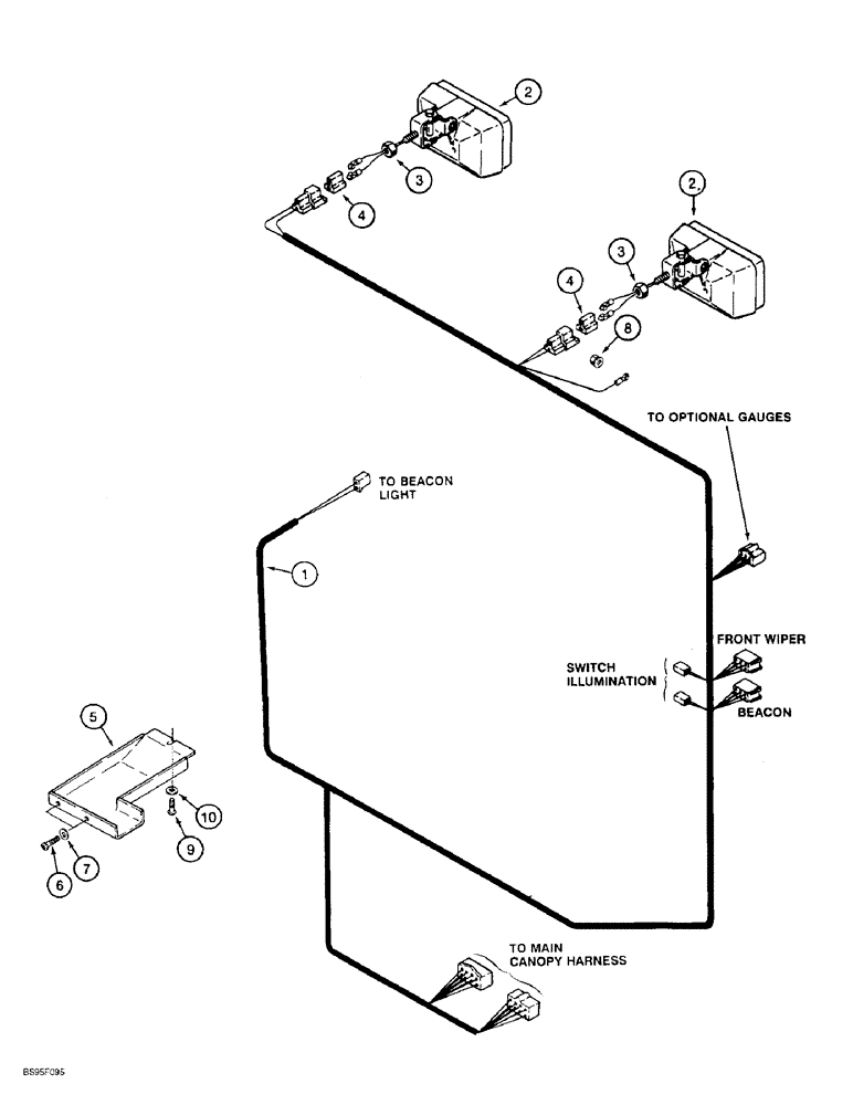 Схема запчастей Case 621B - (4-22) - CANOPY ROOF HARNESS (04) - ELECTRICAL SYSTEMS