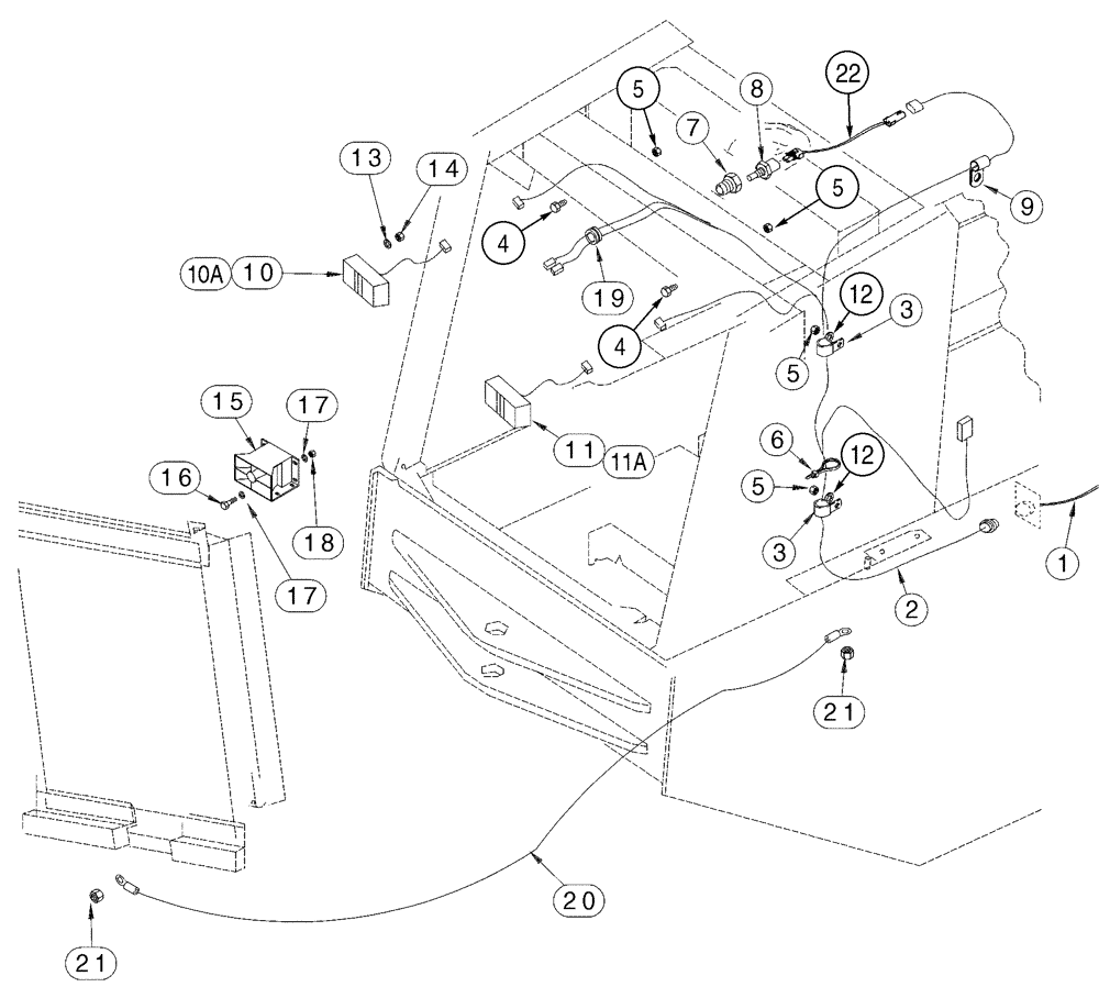 Схема запчастей Case 821C - (04-27) - MOUNTING BACKUP ALARM AND REAR LAMP (04) - ELECTRICAL SYSTEMS