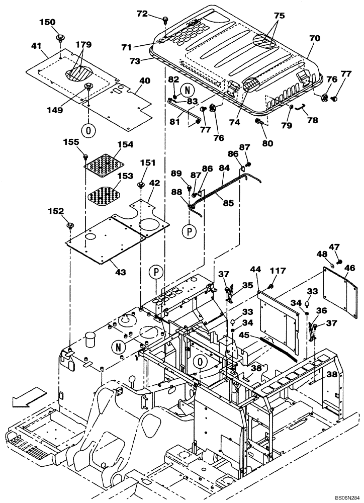 Схема запчастей Case CX240BLR - (09-07) - HOOD, ENGINE - INSULATION (09) - CHASSIS/ATTACHMENTS