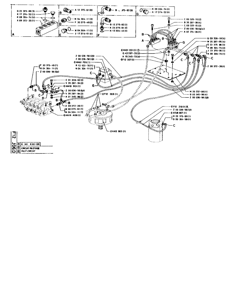 Схема запчастей Case 90BCL - (184) - PILOT CIRCUIT (07) - HYDRAULIC SYSTEM