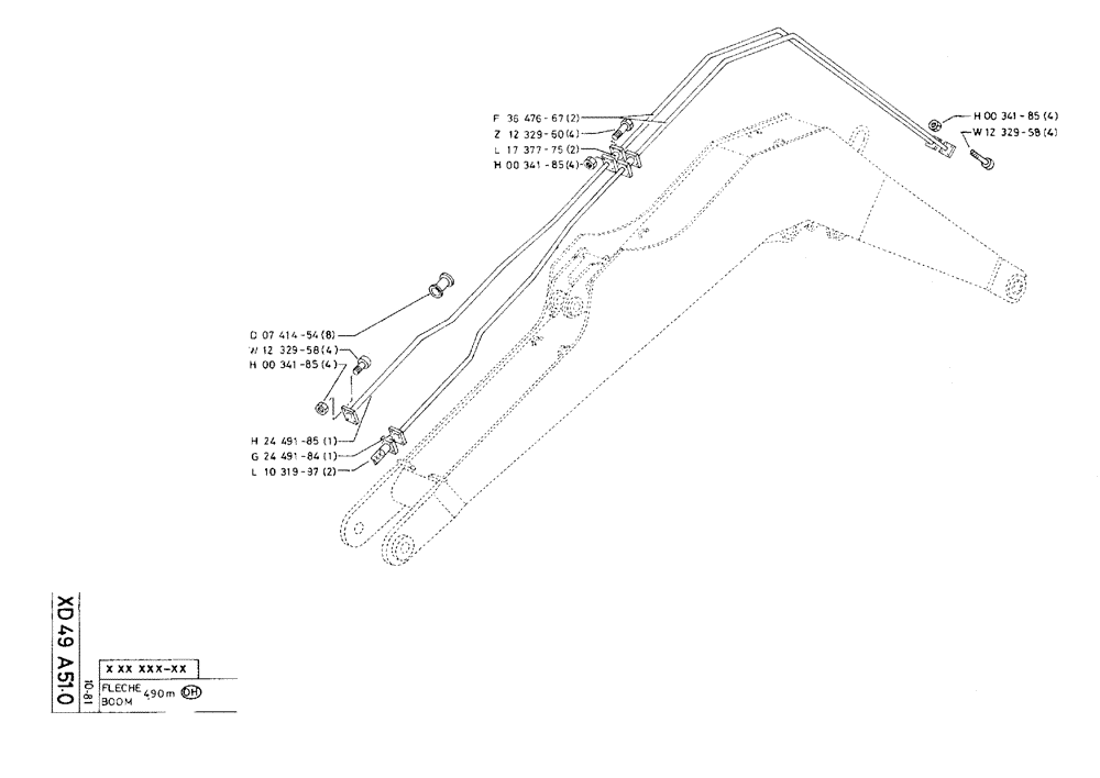 Схема запчастей Case 75C - (XD49 A51.0) - BOOM - 4,90 M (09) - BOOMS