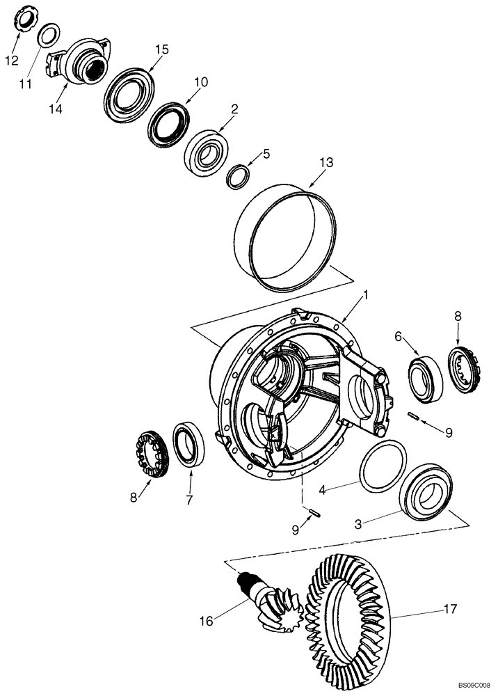 Схема запчастей Case 921C - (06-23) - AXLE, REAR - DIFFERENTIAL CARRIER (Jul 30 2010 8:51AM) (06) - POWER TRAIN