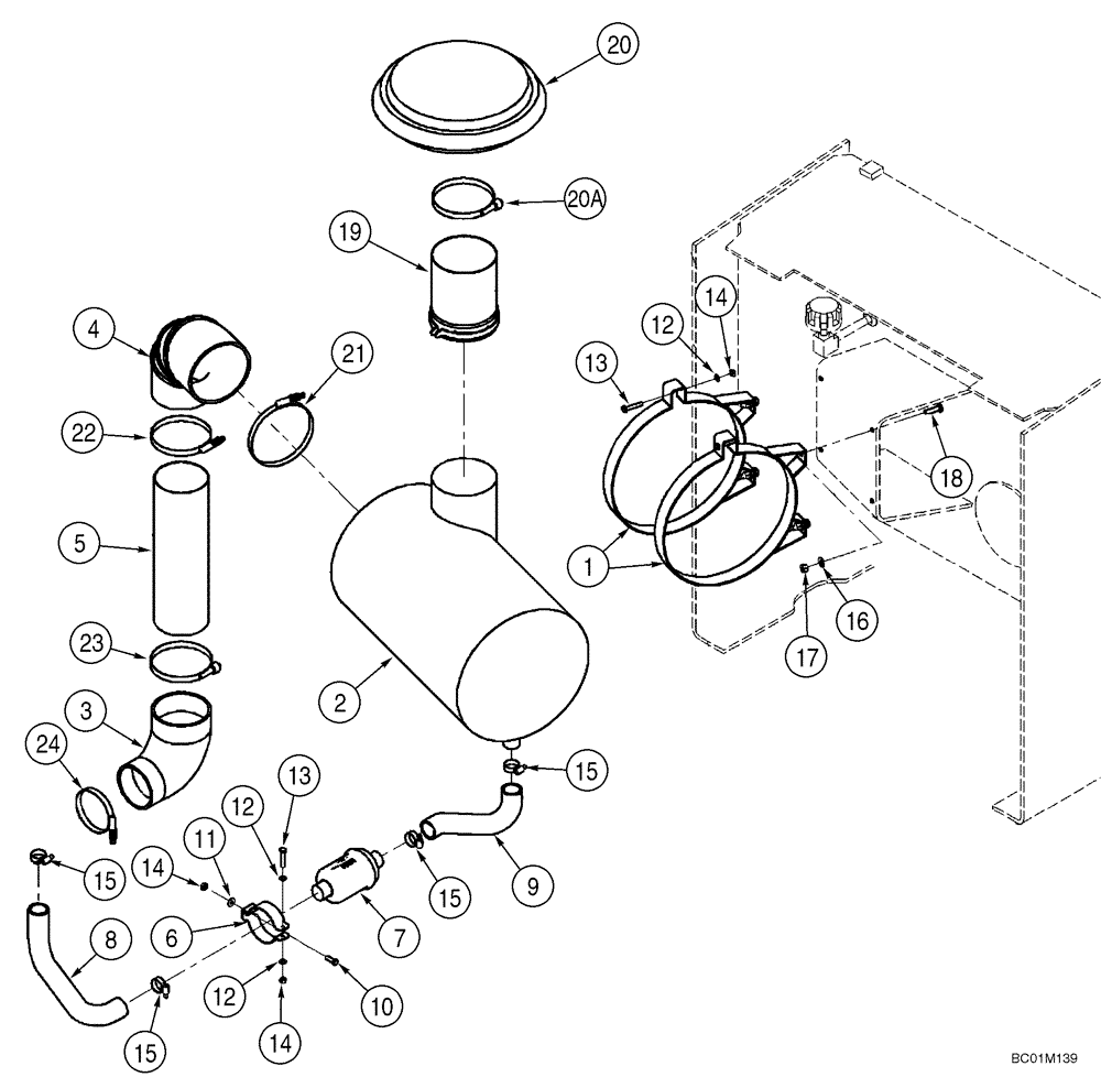 Схема запчастей Case 921C - (02-05) - AIR CLEANER - AIR INTAKE PARTS (Apr 8 2011 2:49PM) (02) - ENGINE