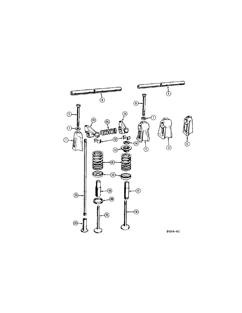 Схема запчастей Case 420C - (052) - VALVES, PUSH RODS AND ROCKER ARMS - DIESEL (01) - ENGINE