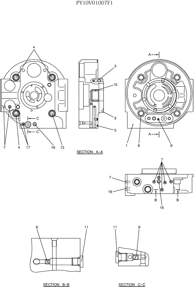 Схема запчастей Case CX50B - (07-033) - COVER ASSY P/N PY10V01007F1 (35) - HYDRAULIC SYSTEMS