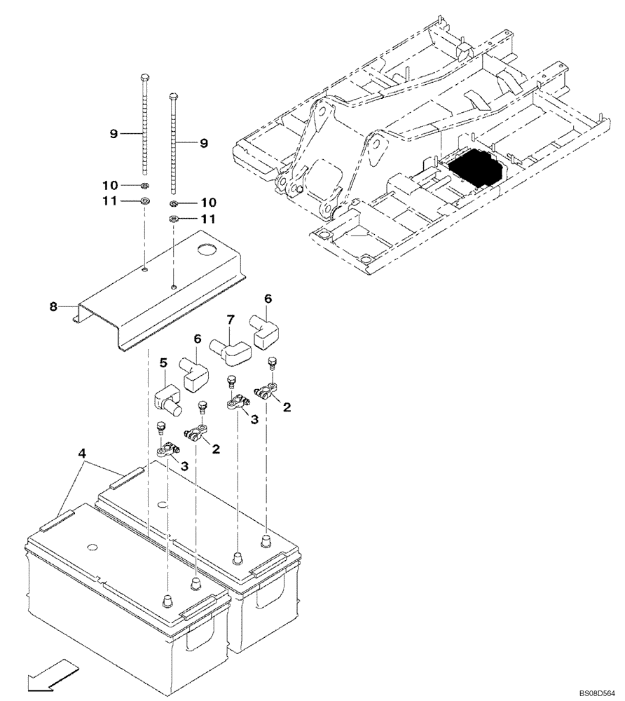 Схема запчастей Case CX350B - (04-22) - BATTERIES - MOUNTING (04) - ELECTRICAL SYSTEMS