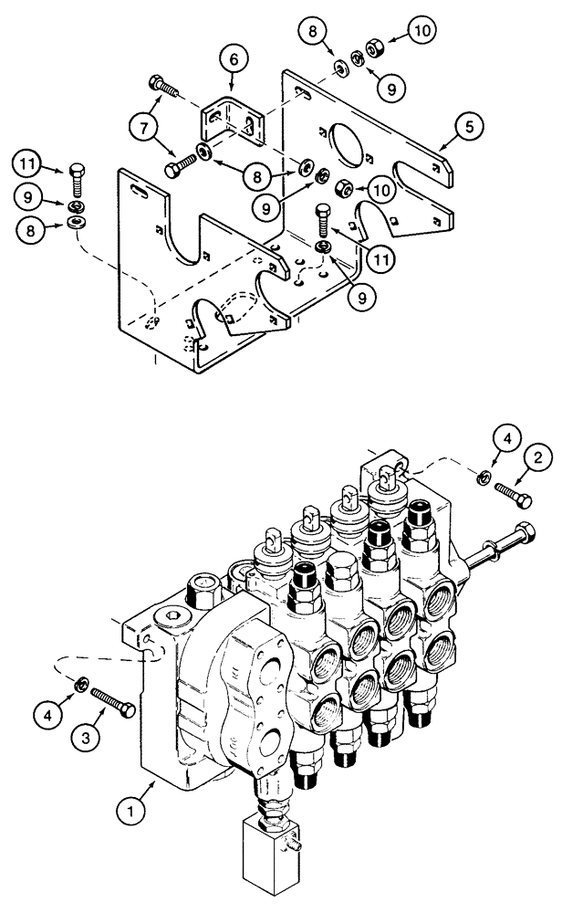 Схема запчастей Case 855E - (8-060) - EQUIPMENT CONTROL VALVE AND MOUNTING, LOADER MODELS (08) - HYDRAULICS