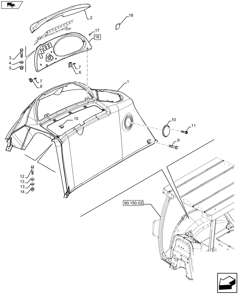 Схема запчастей Case 580SN WT - (90.160.08) - VAR - 423000, 442082 - INSTRUMENT PANEL, RIGHT SIDE (90) - PLATFORM, CAB, BODYWORK AND DECALS